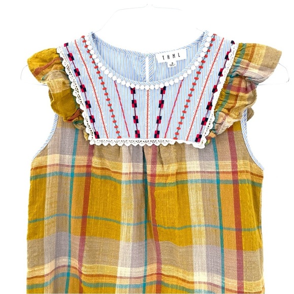 Anthropologie THML Embroidered Ruffle Sleeveless Boho Lightweight Blouse Top - Picture 3 of 7